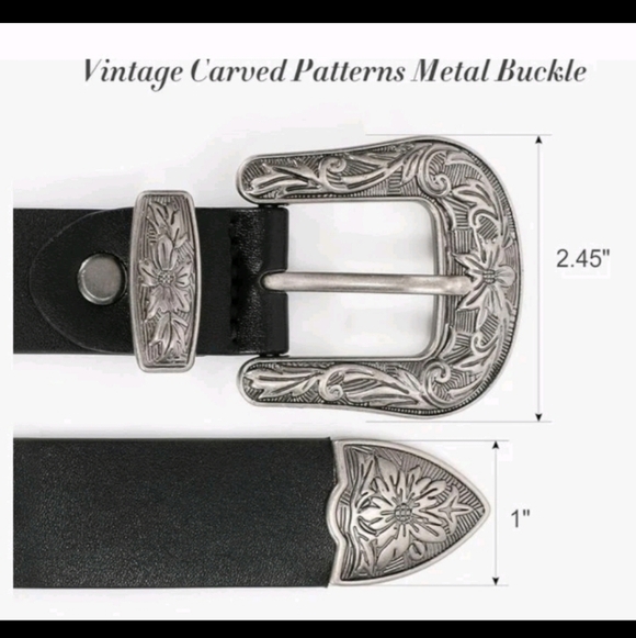 Vintage Western Style Double Buckle Faux Leather Belt Med To XL - Picture 5 of 9